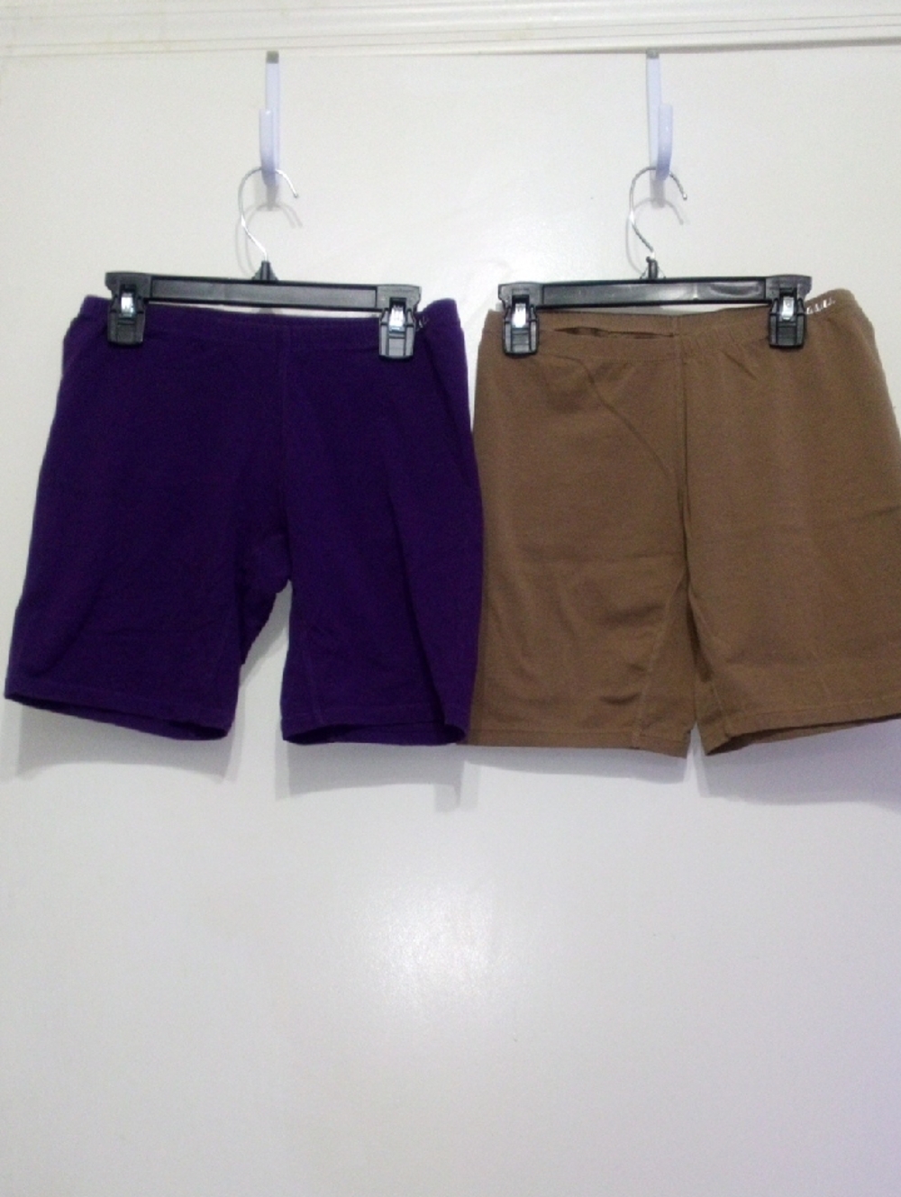 Molasui Women Purple and Tan Cotton Spandex Bike Shorts Set Size Small